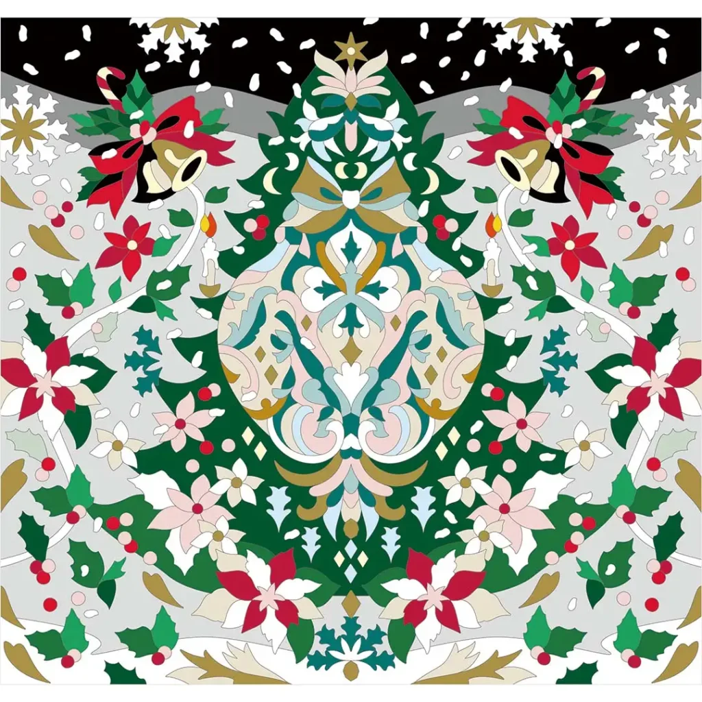 ボタニカルパズルぬりえ 【30】雪夜のデコール 完成見本