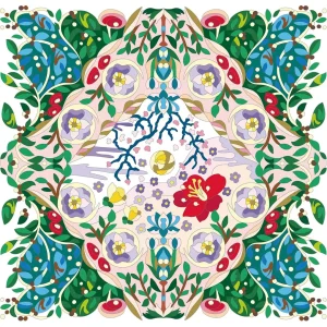 ボタニカルパズルぬりえ 【31】椿のお月見 完成見本