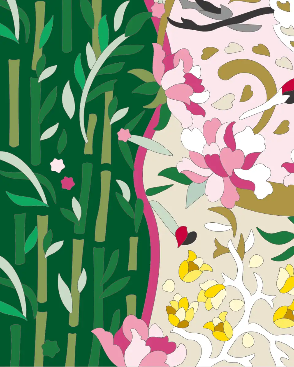 ボタニカルパズルぬりえ 【32】きみのそばへ 完成見本 左下