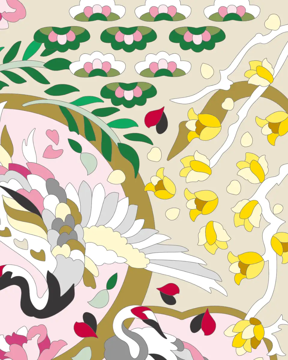 ボタニカルパズルぬりえ 【32】きみのそばへ 完成見本 右上