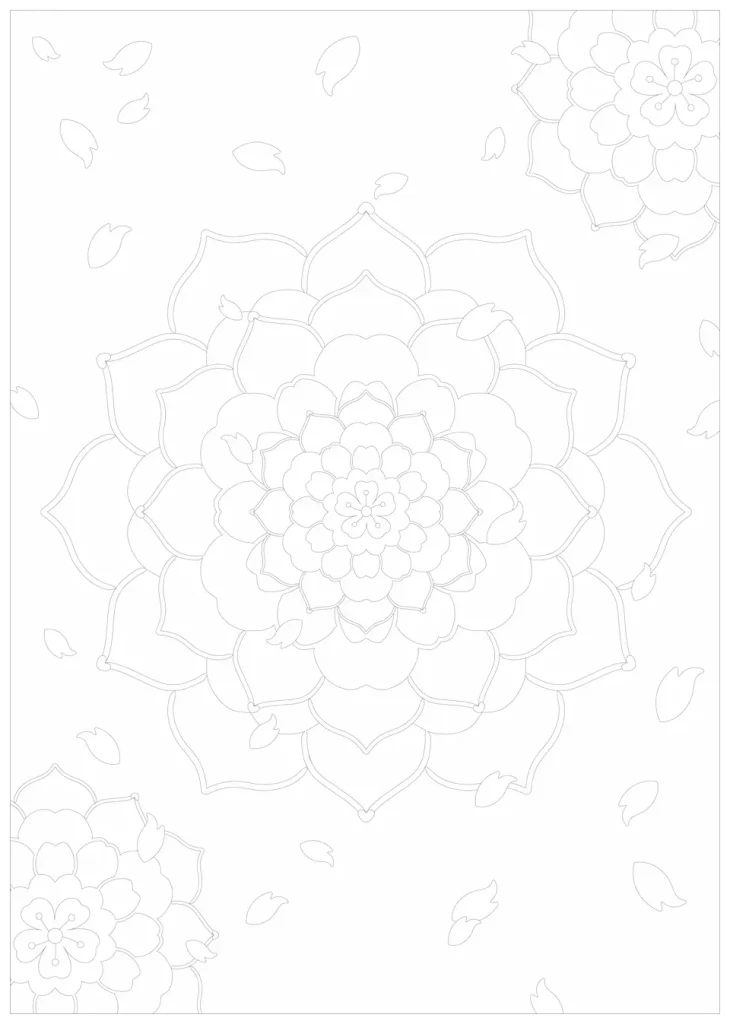 花びら舞い散る 桜の曼荼羅塗り絵 2026