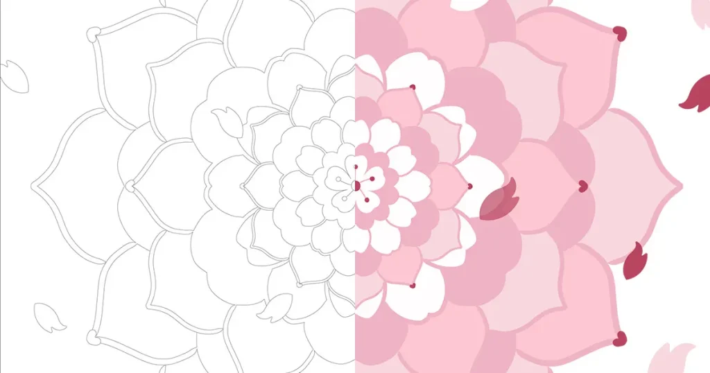 花びら舞い散る 桜の曼荼羅塗り絵 2026