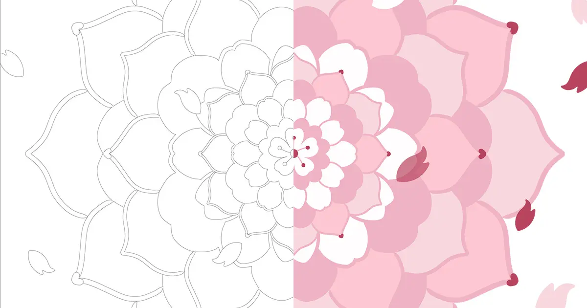 花びら舞い散る 桜の曼荼羅塗り絵 2026